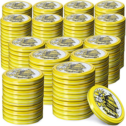 KADAX Jar Lids Ø 82 mm, Secure Metal Lids with Six Threads, Jar Seals Replacement, Twist Off Closure for Pickling and Preserving (Honey, Set of 200)