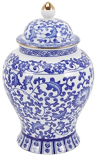 Cabilock Chinesische Teedose Keramik Teekanister Vintage Blau Weiß Porzellan Aufbewahrungsdose Chinesischer Stil Keramikdose Mit Deckel Vorratsdosen Tee Jar für Lose Tee 1300ml A