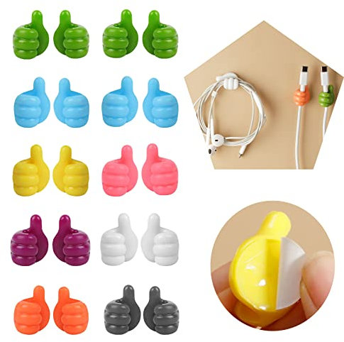 NEODTX Handgestenhaken 20 Stück Thumbhooks Set Kreativer Kabelhalter Hand Selbstklebend Finger Hook Mini Daumen Hoch Halter Silikon Daumenhaken Wandhaken,Funny Hooks Für Badezimmer