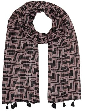 TOM TAILOR Damen Schal mit Muster , black lilac abstract design, ONESIZE