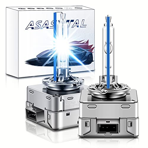 Asasytal D1S Xenonlampen 35W 8000K Kühles Blau, +300% Ultrahell Bi-HID Umrüstsatz Xenarc Auto-Außenscheinwerfer Upgrade-Glühbirne mit Robustem Metallsockel zum Nachrüsten, 2er-Set