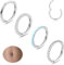 Diamday 14G Bauchnabelpiercing Edelstahl Bauchnabel Ringe Hoop für Damen CZ Opal Bauchnabelpiercing Ring Nabel Ringe Helix Tragus Ohr Septum Lippen Bauchnabel Körper Piercing Schmuck Silber 8mm