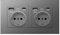 Gla Prise Schuko avec ports USB et type C, prise murale encastrée, contact de protection (2 AC+2USB+2Type-C, gris)