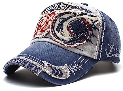 CHENNUO Vintage Basecap Distressed Snapback Caps Trucker Hat Baumwolle Baseball Cap Freizeit Outdoor Kappe Unisex (Grau-4)