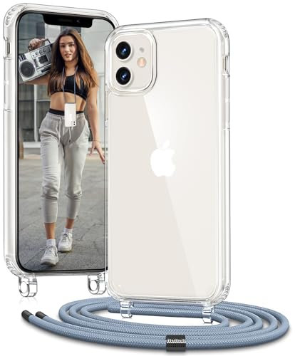 Vaykwo Handykette für Apple iPhone 11 Hülle mit Band - Necklace Handyhülle - Transparente Case zum Umhängen mit Kameraschutz und Bildschirmschutz - Blau