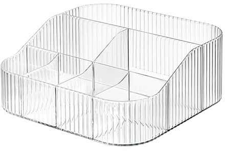 DASITON Make up Organizer,Kosmetik Organizer mit 8 Fächern,Acryl Kosmetik Aufbewahrung mit Großer Kapazität,Schminktisch Organizer für Pinsel,Eyeliners,Lippenstift und Skincare(Transparent XL)