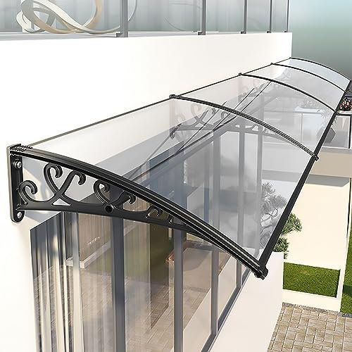 Vordach für Haustür Überdachung aus Polycarbonat,Haustürvordach Pultvordach Vordach Überdachung Vordach gewölbt Eingangsüberdachung,für Türdach und Fenster (120x320cm/47x126in)