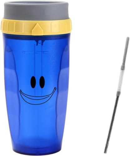 Neolid Twizz Travel Mug Avec Bouchon Serré, Double Silicone Paille (Face Bleue)