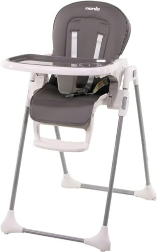 Seggiolone Pappa Portatile, Seggiolone Evolutivo da 6 mesi a 36 mesi - Schienale reclinabile - Altezza regolabile - Pieghevole - grigio