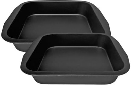 Zenker 9915050 Lot de 2 moules à brownie, moule carré, moule à gâteau, 2 moules à gâteaux carrés, Acier, Noir, 27 x 26 x 5 cm