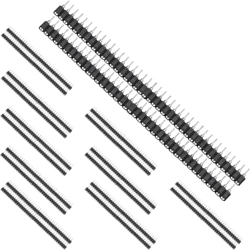 DAOKAI 2,54 mm Stiftleiste, rund, 0,1 Zoll, 40-polig, Buchse, einreihig, gerade, verzinnt, Stiftleiste, Streifenverbinder für DIY-Schaltkreisherstellung, Schweißen, 20 Stück