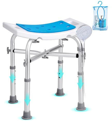 VEVOR Siège de Douche Antidérapant Hauteur Réglable 405-480 mm Tabouret de Douche Charge 226,8 kg Chaise de Douche en Alu et PE Aide à la Douche pour Personnes Âgées Femmes Enceintes Salle de Bain