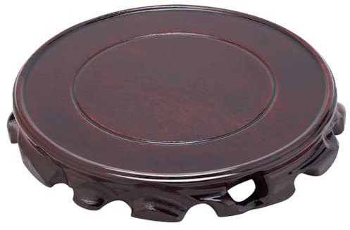 FINGERINSPIRE Solid Wood Display Stand Base 17x2.3cm Round Coconut Brown Wooden Plant Flower Pot Base Buddha Statue, Gemstone, Fish Tank, Teapot Display Pedestals for Home Decoration