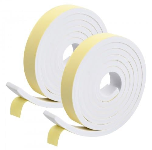 dentedeleao Étanchéité de Mousse, 2 Pièces 2m de Joint de Porte Autocollant, Bande D'étanchéIté Autocollant Joint en Caoutchouc 15x10mm, Étanchéité Pour Porte Fenêtre Salle de Bain Douche(Blanc)