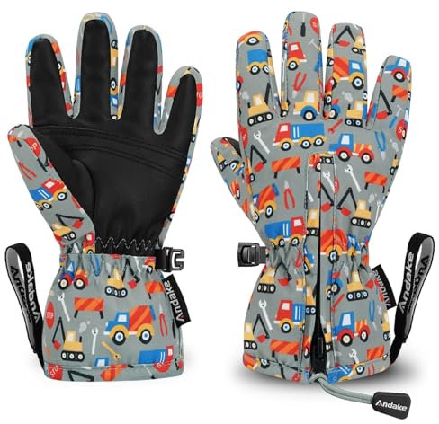 Andake Kinderhandschuhe,Winddichte,wasserdichte,Warme Winterhandschuhe,Skifahren,Outdoor-Sport,Reithandschuhe,Jungen und Mädchen(Spielzeug, 7-10 Jahr)