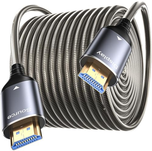 Txtcu 8K HDMI Glasfaserkabel 80M, Stahlpanzerung Optisch HDMI 2.1 Kabel 48Gbps Ultra High Speed 8K@60Hz 4K@120Hz Dynamic HDR eARC Dolby HDCP 2.2&2.3 für HDTV/Projektor/Heimkino/TV-Box/Gaming-Box/PS5