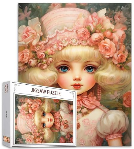 Tucocoo 1000 Teile Puzzles für Erwachsene Kleine Prinzessin Mädchen Malerei Puzzle Niedliches Mädchen Rosa Kunst 1000 Teile Puzzles für herausfordernde Familienaktivitätsspiel Schöne DIY Puzzle