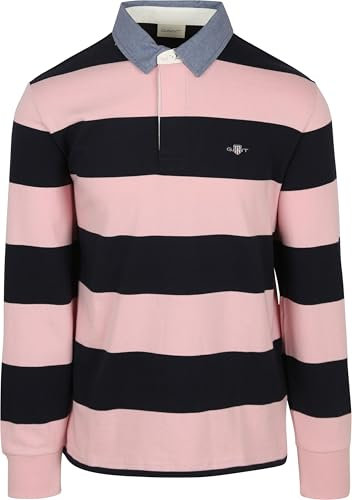 GANT Herren REG Chambray Stripe Heavy Rugger Polohemd, California PINK, Large