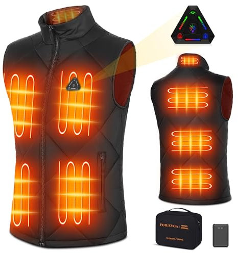 Foiueyga Beheizbare Weste für Herren Damen Elektrische 7.4V DC Heizweste Leicht Beheizte Weste Outdoor Heizweste mit Powerbank