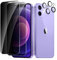 CYYAGE 2 Pack Privacy Screen Protector for iPhone 12 with 2 Pack Camera Lens Protective Film, Anti-Spy Tempered Glass Protection 9H Hardness Glass, Anti-Scratch