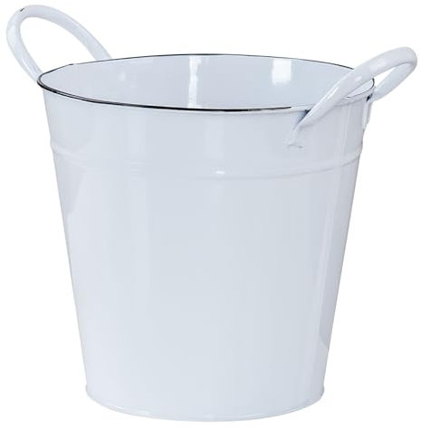 levandeo Pflanztopf Metall Eimer H19cm Weiß Blumentopf Pflanzkübel Garten Deko Blumenkübel
