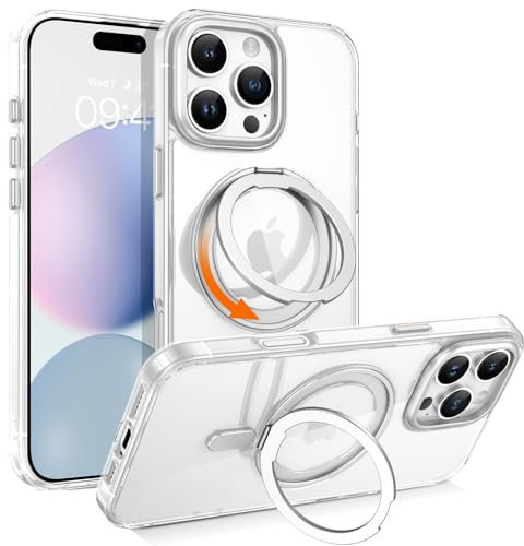 Telaso for iPhone 16 Pro Max Case, [Compatible with MagSafe] with Magnetic 360° Rotatable Ring Stand Slim Shockproof Protective Phone Cases for iPhone 16 Pro Max 6.9, Clear