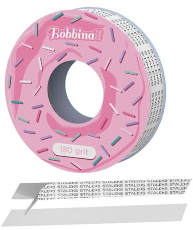 STALEKS PRO BOBBINAIL Ricambio Monouso Lime Bianco Adesivo In Rotolo Expert per Donut Dispenser Lime 6 Mts (Grana 180)