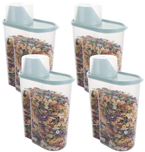 LDXDRU 4 Pack 2.5L Dog Food Storage Container, Airtight Pet Food Storage Container with Measuring Cup, Dry Food Dispenser Plastic Dog Food Bin Cat Food Container for Pets Birds Fishes Outdoor Travel