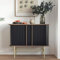 roomfitters Sideboard Buffet Schrank mit Schiebetüren, Mid-Century Modern Credenza mit 2 Rollladentüren, Minimalistischer Akzent-Schrankschrank für Wohnzimmer, Medienkonsole mit Stauraum, Nussbaum