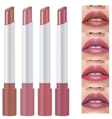 4pcs Plumping Lipstick Set,Plumping Lip Gloss Set,Tinted Lip Balm,Lip Gloss Set,Nude Lipstick Sets for Women,Lipstick Long Lasting,Waterproof Lip Stick Set,High Pigmented Lip Balm,Makeup Sets