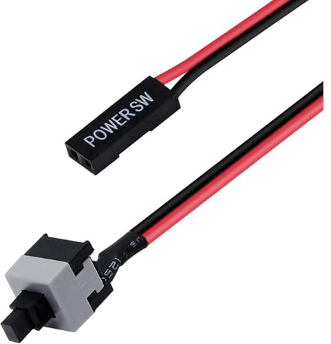TECHZOCO Stromkabel für Computer, Power-Taste für Computer, Motherboard, Power Switch Jumper, Reset-Taste, Motherboard, geeignet für ATX-Motherboard, 2-polig, Länge 50 cm