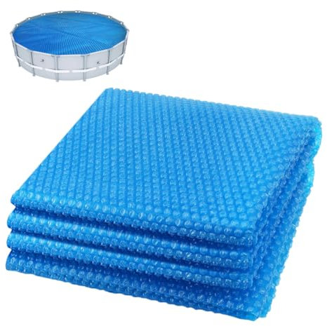 VOUNOT® Cubierta Solar Piscina Redonda Ø366cm, Manta Térmica Espesor 120 µm, Cobertor de Verano Isotérmico para Ahorro Energético, Azul