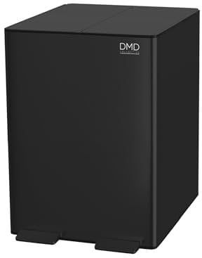 DMD Collective – 30L Stainless Steel Recycling Bin, 2 x 15L Removable Plastic Recycling Buckets, Soft Closure, Easy Clean, Metal Foldable Pedals, Fingerprint Proof, Under Counter Bin - Matt Black