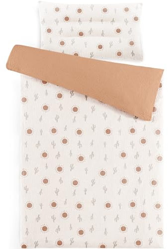 Susurration Musselin Kinderbettwäsche100x135 Kissenbezug 40x60 cm aus 100% Baumwolle Leicht und Komfortabel Bettwäsche Set für Baby Kinder(Sonne)