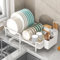 YunNasi Escurridor de Platos Extensible Organizador de Cubiertos y Ollas para Fregadero Ideal para Cocinas Pequeñas, 35-55 x 32 x 12 cm (Blanco)