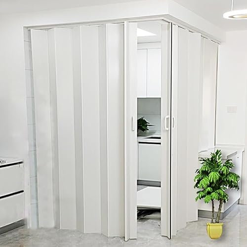 RENLXFI Duschkabine FalttüR L-förmige Eckfalttür, 190 195 200 205 210 215 220 230 240 cm Höhe, PVC-Ziehharmonika-Türen, Innen, Weiß, Doppelt Öffnende Raumteilertüren, 12mm Dick(100x100x235cm)