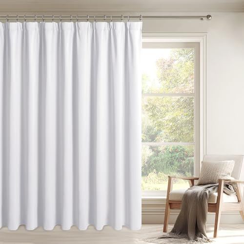 DWCN Raumteiler Gardinen Blickdichte Wohnzimmer Kräuselband Verdunklungs | 245x300cm(HxB) 1er-Set Grau Weiß Raumtrenner Thermovorhang Vorhänge mit Krawatten für Schiene Schlafzimmer Kälteschutz