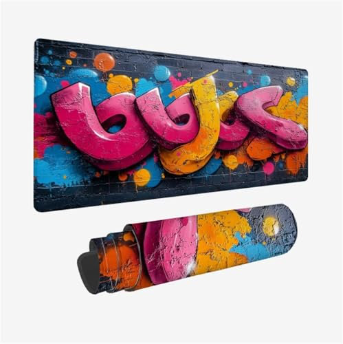 Graffiti Tapis de Souris XXL 1500x800mm Tapis Souris Abstrait Mouse Pad avec Antidérapant et Imperméable Désign, Desk Mat avec Bords Cousus pour Gamer, Ordinateur, PC, Ordinateur Portable,Model45