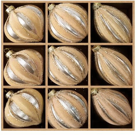 DN DECONATION Weihnachtskugeln Samtige Gelb, 9-teilig Set Christbaumkugeln Matter Glas-Optik, Flocked Velvet Weihnachtsbaumschmuck Kugeln für Tannenbaum, Kranz & Vintage Deko