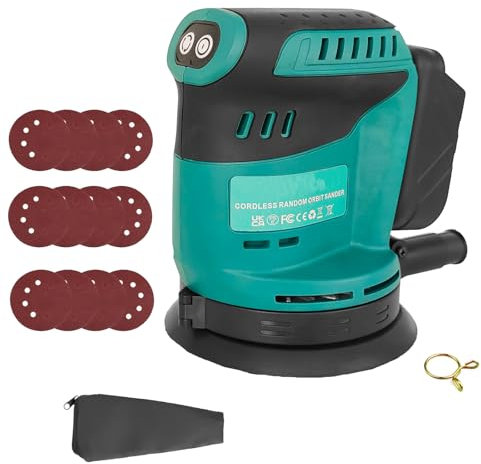 Cordless Orbital Sander Compatible with Makita 18V Battery,Electric Sander 125mm with 12Pcs Sanding Sheets,3-Speed Settings,Ideal for DIY, Sanding Down & Finishing Wood (No Battery)