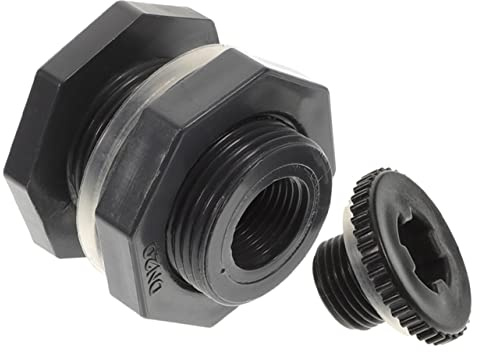 Mikikit Raccord de Cloison Pvc Résistance à L'oxydation 1/2 Pouce avec Bouchon et Joint D'étanchéité Facile à Utiliser pour Seaux de Pluie et Stockage D'eau