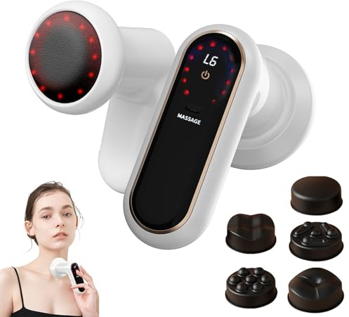 Elektrisch Cellulite Massagegerät, Tragbarkeit Anti Cellulite Massagegerät mit Heizung, 5 Massageköpfe, 6 Intensitätsstufen, 3 Massagemodi, Körperformung Fettreduktion Entspannung von Muskelschmerzen
