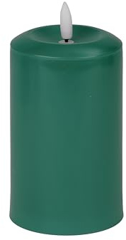 Smart Garden 15cm Faux Flame Pillar Candle – Green – LED Battery Operated Flameless Candle with Flickering Flame Effect – Indoor Christmas Decoration