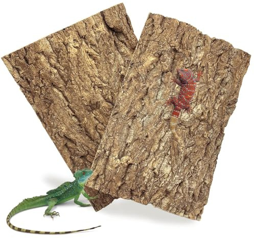 SIXHAOBU 2 Stück Korkrinde Rückwand für Terrarium, 20 x 15 cm Terrarium Korkrinde Hintergrundplatte Natürliche Baumrindenoptik Ideale Kletterfläche für Reptilien Wie Gecko Bartagame und Schildkröte