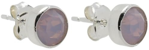 Pewterhooter Crystal Stud Earrings 925 Sterling Silver (Rose Water Opal)