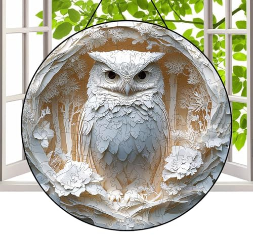Wooden Eule Puzzles For Adults, Eule Family Wooden Jigsaw Puzzle, 3D Owls Puzzles Paper Cut Art Puzzless, White Bird Jigsaw Puzzless Jungle Animal, Vogel Puzzles, Hard Adult Puzzle's For Thanksgiving