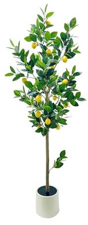 150 cm de gran limonero artificial realista, árbol artificial interior con maceta, limón realista, multi rama y follaje, sin mantenimiento, planta decorativa falsa para sala de estar, oficina, balcón