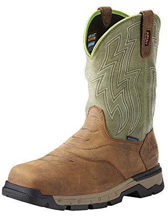 Ariat Rebar Flex Western, stivali da lavoro impermeabili da uomo, punta quadrata, Marrone segale/verde oliva, 12 US Wide