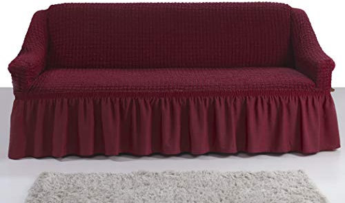 My Palace Giulia Sofabezug 2-Sitzer Rutschfester Sofaüberwurf Couchcover Sofa Überwurf elastische Sofahusse Couchbezug Sofaschonbezug 120-190cm Weinrot