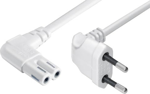 MaxTrack Cavo di collegamento di alimentazione salvaspazio – N8 – 1WL, spina europea angolare su angolo a doppia scanalatura, per console di gioco come PS5 e Xbox, cavo di alimentazione per TV